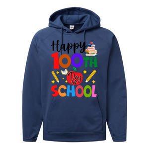 Happy 100th Day Of School Teachers Students Performance Fleece Hoodie