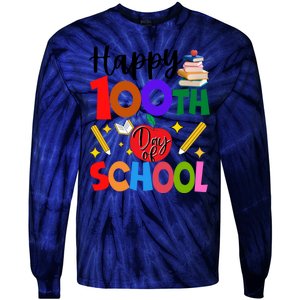 Happy 100th Day Of School Teachers Students Tie-Dye Long Sleeve Shirt