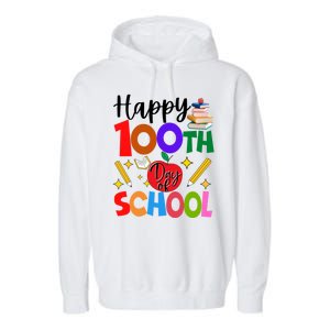 Happy 100th Day Of School Teachers Students Garment-Dyed Fleece Hoodie