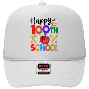 Happy 100th Day Of School Teachers Students High Crown Mesh Back Trucker Hat