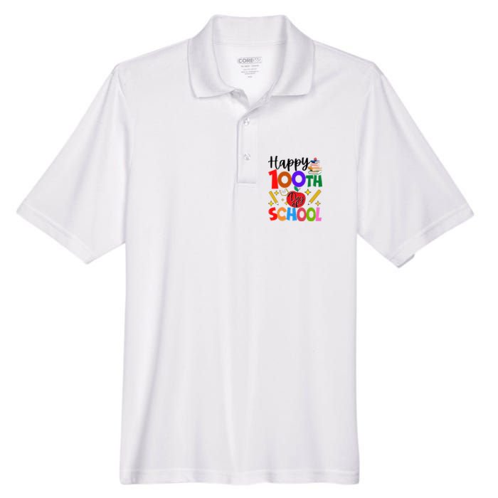 Happy 100th Day Of School Teachers Students Men's Origin Performance Pique Polo