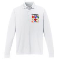 Happy 100th Day Of School Teachers Students Performance Long Sleeve Polo