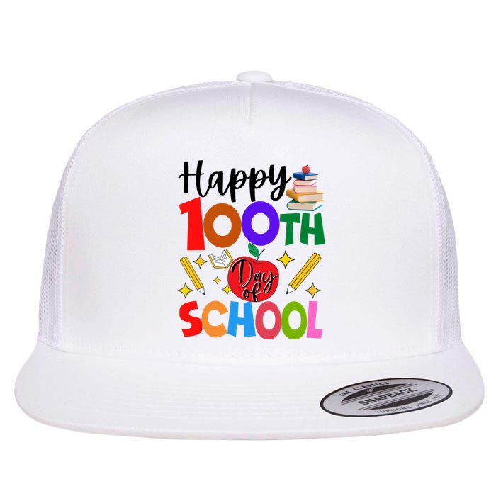 Happy 100th Day Of School Teachers Students Flat Bill Trucker Hat