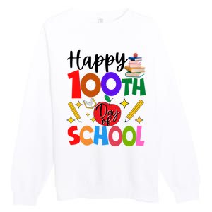 Happy 100th Day Of School Teachers Students Premium Crewneck Sweatshirt