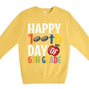 Happy 100Th Day Of 6Th Grade Hockey School Teacher Student Gift Premium Crewneck Sweatshirt