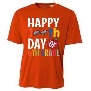 Happy 100Th Day Of 6Th Grade Hockey School Teacher Student Gift Cooling Performance Crew T-Shirt