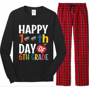 Happy 100Th Day Of 6Th Grade Hockey School Teacher Student Gift Long Sleeve Pajama Set