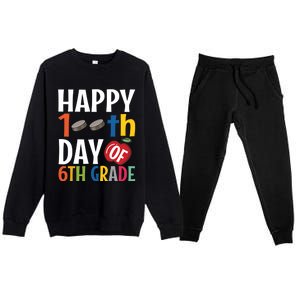 Happy 100Th Day Of 6Th Grade Hockey School Teacher Student Gift Premium Crewneck Sweatsuit Set