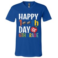 Happy 100Th Day Of 6Th Grade Hockey School Teacher Student Gift V-Neck T-Shirt