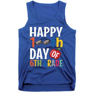 Happy 100Th Day Of 6Th Grade Hockey School Teacher Student Gift Tank Top