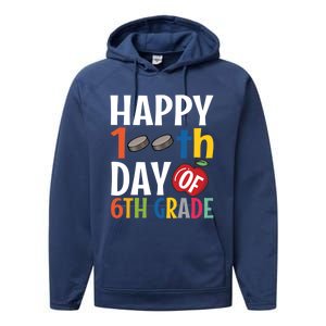 Happy 100Th Day Of 6Th Grade Hockey School Teacher Student Gift Performance Fleece Hoodie