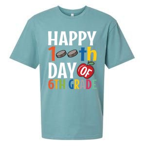 Happy 100Th Day Of 6Th Grade Hockey School Teacher Student Gift Sueded Cloud Jersey T-Shirt