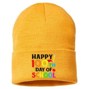 Happy 100th Day of School Teacher or Student Sustainable Knit Beanie