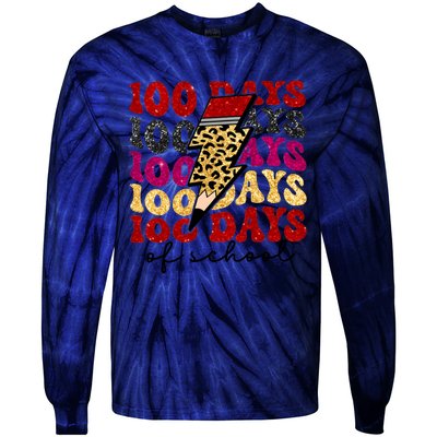 Happy 100 Days Of School Faux Tie-Dye Long Sleeve Shirt