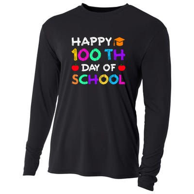 Happy 100th Day Of School For Teacher Or Child Cooling Performance Long Sleeve Crew