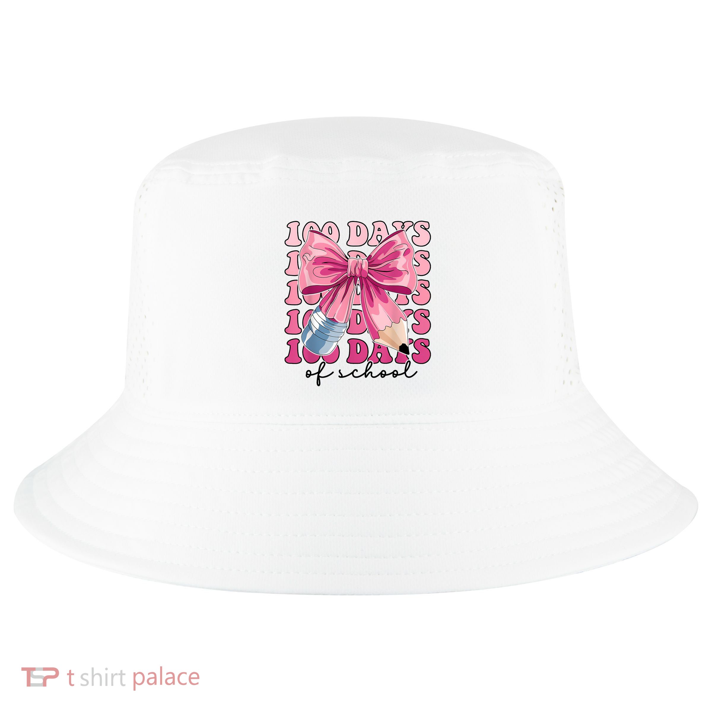Happy 100 Days Of School Pencil Coquette Bow Cool Comfort Performance Bucket Hat