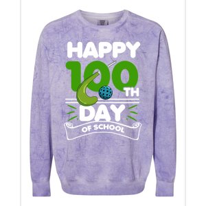 Happy 100Th Day Of School Field Hockey Player Sports Meaningful Gift Colorblast Crewneck Sweatshirt