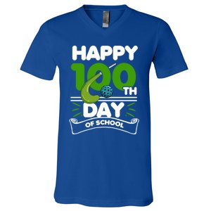 Happy 100Th Day Of School Field Hockey Player Sports Meaningful Gift V-Neck T-Shirt