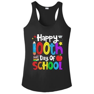 Happy 100th Day Of School Students Teachers 100 Days Ladies PosiCharge Competitor Racerback Tank