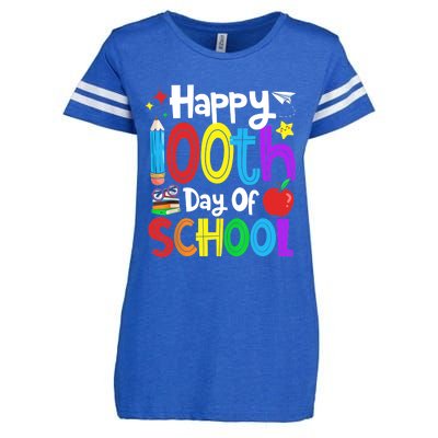 Happy 100th Day Of School Students Teachers 100 Days Enza Ladies Jersey Football T-Shirt