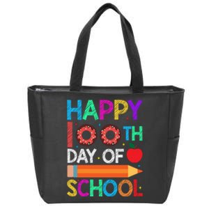 Cute Donut Happy 100th Day Of School 100 Days Teacher Kid Zip Tote Bag