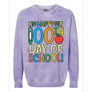 Happy 100th Day Of School 100 Days Smarter Teacher Students Great Gift Colorblast Crewneck Sweatshirt