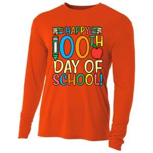 Happy 100th Day Of School 100 Days Smarter Teacher Students Great Gift Cooling Performance Long Sleeve Crew