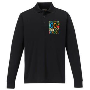 Happy 100th Day Of School 100 Days Smarter Teacher Students Great Gift Performance Long Sleeve Polo