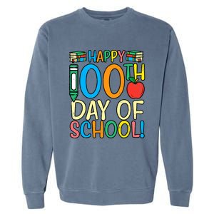 Happy 100th Day Of School 100 Days Smarter Teacher Students Great Gift Garment-Dyed Sweatshirt