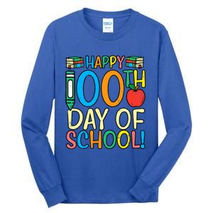 Happy 100th Day Of School 100 Days Smarter Teacher Students Great Gift Tall Long Sleeve T-Shirt