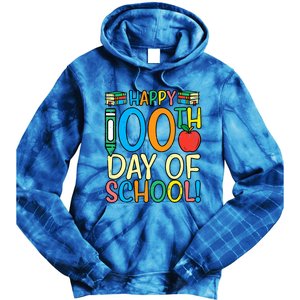 Happy 100th Day Of School 100 Days Smarter Teacher Students Great Gift Tie Dye Hoodie