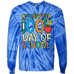 Happy 100th Day Of School 100 Days Smarter Teacher Students Great Gift Tie-Dye Long Sleeve Shirt