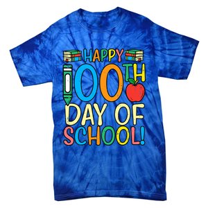 Happy 100th Day Of School 100 Days Smarter Teacher Students Great Gift Tie-Dye T-Shirt