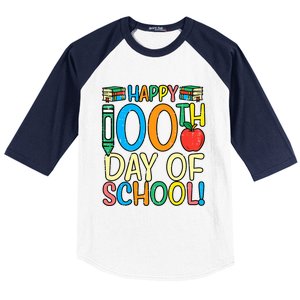 Happy 100th Day Of School 100 Days Smarter Teacher Students Great Gift Baseball Sleeve Shirt