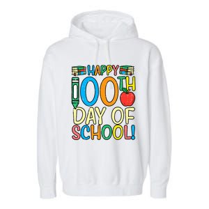 Happy 100th Day Of School 100 Days Smarter Teacher Students Great Gift Garment-Dyed Fleece Hoodie