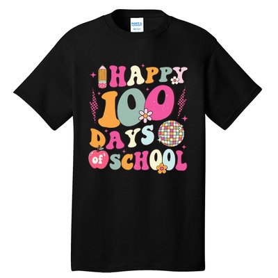 Happy 100 Days Of School Retro Disco 100th Day Of School Tall T-Shirt