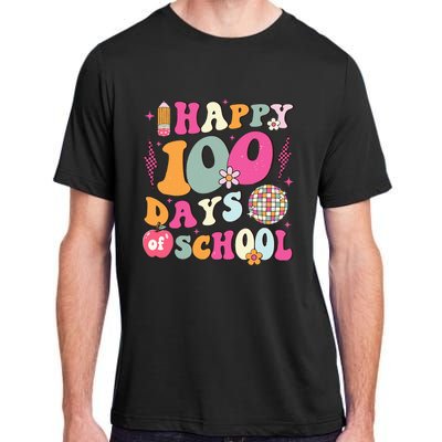 Happy 100 Days Of School Retro Disco 100th Day Of School Adult ChromaSoft Performance T-Shirt