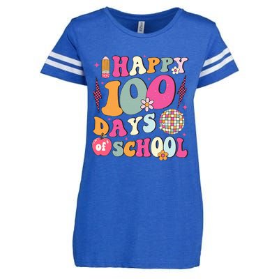 Happy 100 Days Of School Retro Disco 100th Day Of School Enza Ladies Jersey Football T-Shirt