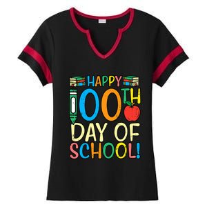 Happy 100th Day Of School 100 Days Smarter Teacher Students Gift Ladies Halftime Notch Neck Tee