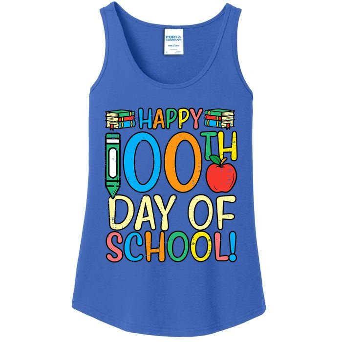 Happy 100th Day Of School 100 Days Smarter Teacher Students Gift Ladies Essential Tank