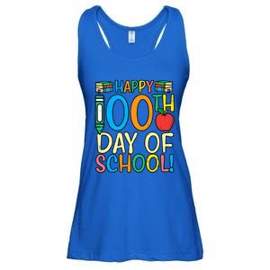 Happy 100th Day Of School 100 Days Smarter Teacher Students Gift Ladies Essential Flowy Tank