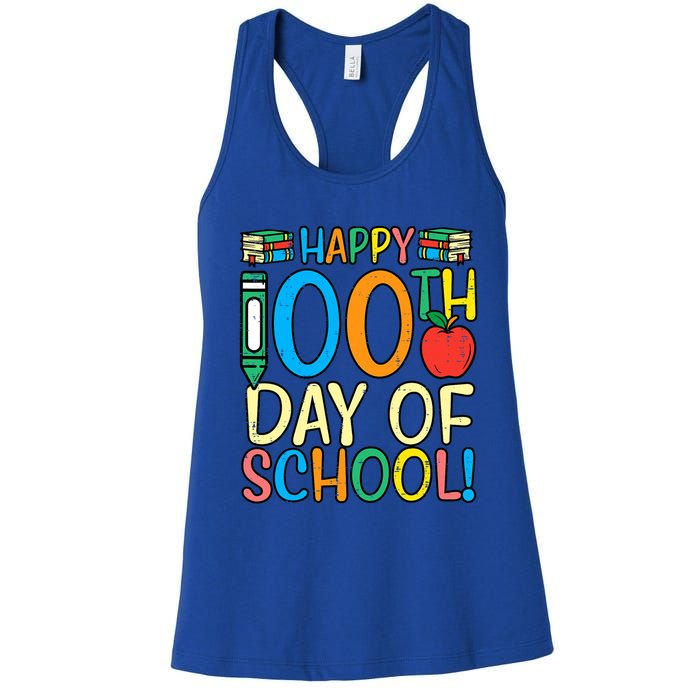 Happy 100th Day Of School 100 Days Smarter Teacher Students Gift Women's Racerback Tank