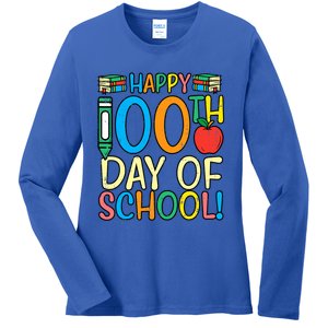 Happy 100th Day Of School 100 Days Smarter Teacher Students Gift Ladies Long Sleeve Shirt