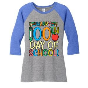 Happy 100th Day Of School 100 Days Smarter Teacher Students Gift Women's Tri-Blend 3/4-Sleeve Raglan Shirt