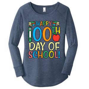 Happy 100th Day Of School 100 Days Smarter Teacher Students Gift Women's Perfect Tri Tunic Long Sleeve Shirt