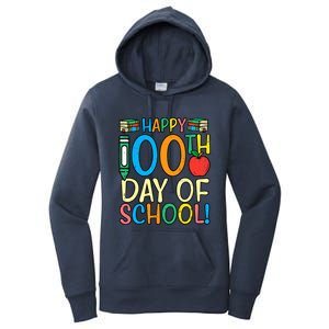 Happy 100th Day Of School 100 Days Smarter Teacher Students Gift Women's Pullover Hoodie