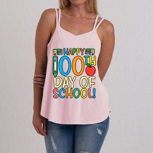 Happy 100th Day Of School 100 Days Smarter Teacher Students Gift Women's Strappy Tank