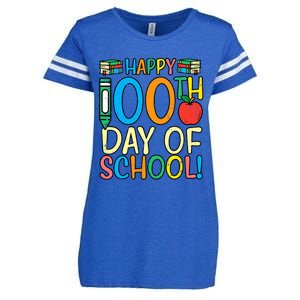 Happy 100th Day Of School 100 Days Smarter Teacher Students Gift Enza Ladies Jersey Football T-Shirt