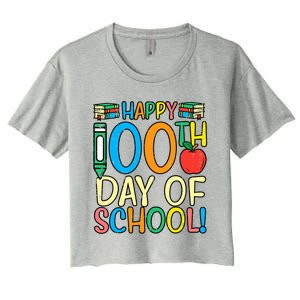 Happy 100th Day Of School 100 Days Smarter Teacher Students Gift Women's Crop Top Tee