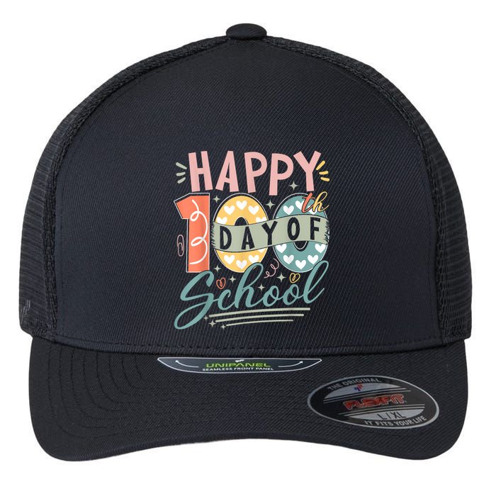 Happy 100th Day Of School 100 Days Of School Teacher Student Flexfit Unipanel Trucker Cap